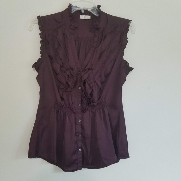 Converse Purple Ruffle Front Sleeveless Blouse - Picture 3 of 6